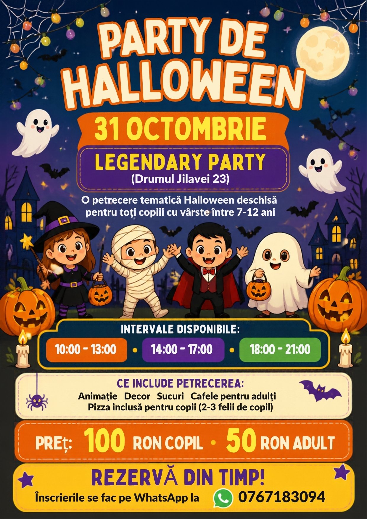 Party de Halloween 31 octombrie pentru copii 7-12 ani, Drumul Jilavei 23